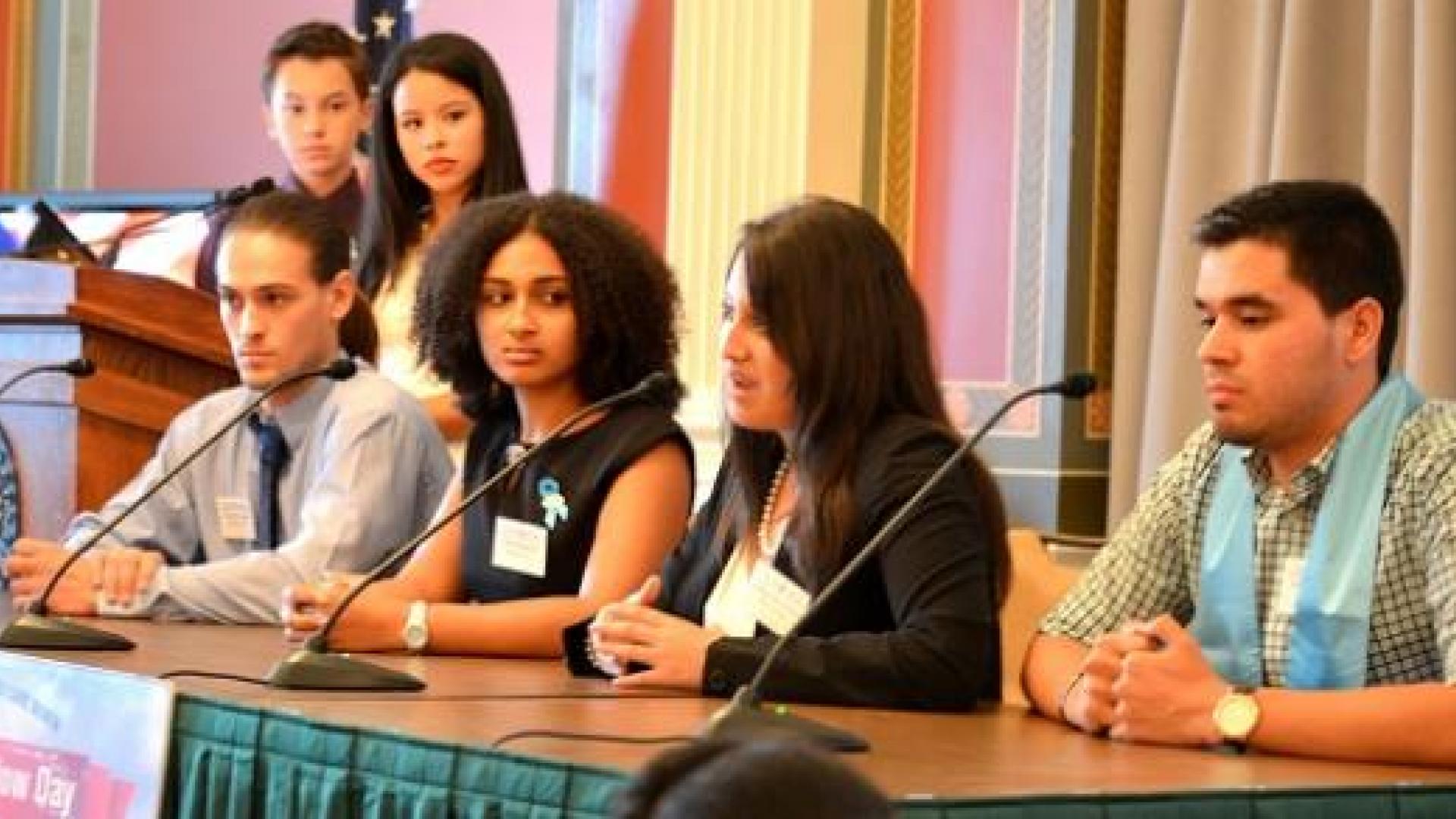 Cierra and Hayden from The Fosters moderated a panel of four foster youth shadows