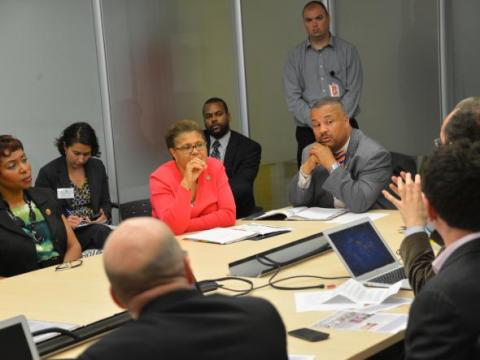 Caucus Members Bass, Clarke, and Rep. Donald M. Payne Jr. joined Google Ideas to learn more about their anti-trafficking innovations and participated in a brainstorm of potential engagement on foster care.