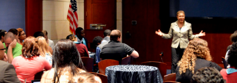 Rep. Karen Bass (CA-37) joined the training to thank the foster youth for their work to raise awareness of child welfare issues and elevate the voices of foster youth.
